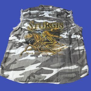 Sturgis Motorcycle Rally 2012 Camouflage Sleeveless Shirt Size Large Biker